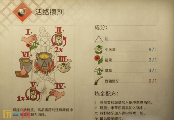 天国拯救2活络擦剂怎么做 活络擦剂制作及配方攻略